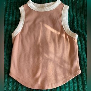 Wild Fable Cream and Brown Slightly Cropped Tank Top | Size S